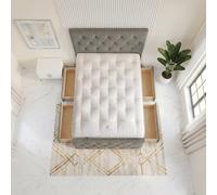 Somnior Ziggy Linen Divan Bed Mattress 4 Draw 54" Headboard & 22" Footboard In Silver Silver