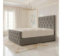 Somnior Ziggy Linen Divan Bed Mattress No Draw 54" Headboard & 22" Footboard In Silver Silver