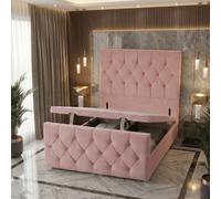 Somnior Ziggy Plush Storage Ottoman Divan Base 54" Headboard & 22" Footboard In Pink Pink