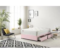 Somnior Ziggy Plush Velvet Divan Bed With 4 Drawers And Sprung Memory Foam Mattress In Pink Pink