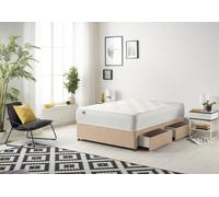 Somnior Ziggy Plush Velvet Divan Bed With 4 Drawers & Sprung Memory Foam Mattress in Beige | Size: Super King