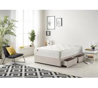 Somnior Ziggy Plush Velvet Divan Bed With 4 Drawers & Sprung Memory Foam Mattress in Silver | Size: Small Double Somnior Silver Small Double