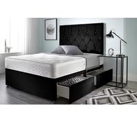 Somnior Ziggy Plush Velvet Memory Foam 4 Drawer Divan Bed With Upholstered Headboard In Black Black