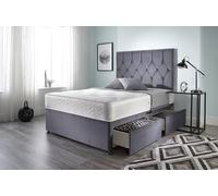 Somnior Ziggy Plush Velvet Memory Foam 4 Drawer Divan Bed With Upholstered Headboard In Charcoal Charcoal