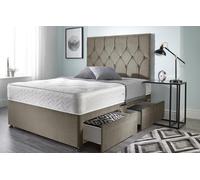 Somnior Ziggy Plush Velvet Memory Foam 4 Drawer Divan Bed With Upholstered Headboard In Silver Silver