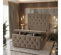 Somnior Ziggy Storage Ottoman Divan Base 54" Headboard & 22" Footboard Linen in Brown | Size: King