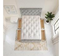 Somnior Ziggy Velvet Divan Bed Mattress 4 Draw 54" Headboard 22" Footboard In Silver Silver