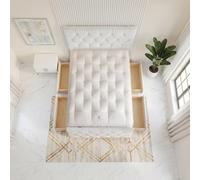 Somnior Ziggy Velvet Divan Bed Mattress 4 Draw 54" Headboard 22" Footboard In White White