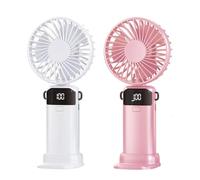 Somnr 2-Pack Hand Held Fan Rechargeable with LED Display, Handheld/Neck/Desk 3 in 1 Mini Fan, 5 Speed Portable Handheld Fan, Adjustable Hand Fan for Home, Makeup, Travel and Sport (White, Pink)