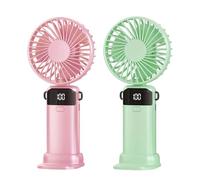 Somnr 2-Pack Handheld Fan Rechargeable, Handheld/Neck/Desk 3 in 1 Personal Mini Fan, 5 Speed Portable Hand Held Fan, Adjustable Hand Fan for Indoor, Makeup, Camp, Travel and Sport (Pink, Green)