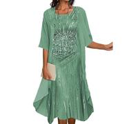 SOMOU Two-Piece Set Maxi Dress for Womens Flowy Chiffon Cardigan Wedding Guest Floral Print Midi Dresses with Lace Jacket, X-Large, Green