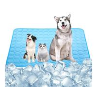 SOMOYA Dog Self Cooling Mat Pet Washable Cooling Pads Blanket Sleeping Kennel Mat,Ice Silk Sleep Mat Pad Non-Toxic Breathable Sleep Bed Beach for Large Dogs Cats (Blue, 27.5x19.7 in)