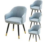 Somsiwey Curved Back Dining Room Chair Covers Stretch Swivel Bar Stool Chair Slipcover Accent Removable Vanity Office Desk Armchair Protector(light blue, 4)