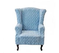 Somsiwey Wing Chair Slipcovers, Soft Velvet Wingback Chair Cover Non-Slip Armchair Covers with Elastic Bottom for Living Room Bedroom(Blue, L)