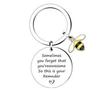 Somtimes You Forget You Are Awesome Gift Inspirational Bee Keyring Keychain Gifts For Women Girls Men Boys Best Friend Birthday Christmas