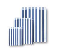 Somwell - 100 Navy Blue Candy Striped Paper Bags, Ideal For Confectionary, 10 x 14" Party Bags, Favours, Pick n Mix, Wedding Favours, Sweet Bags (100, 10 x 14")