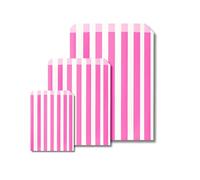 Somwell - 100 Pink Candy Striped Paper Bags, 10 x 14" Ideal For Confectionary, Party Bags, Favours, Pick n Mix, Wedding Sweet Bags (100, 10 x 14")