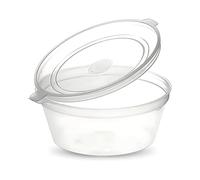 Somwell - 100pcs x 2oz Clear Round Hinged Pots With Lids - Reusable Small Round Takeaway Hinged Containers (100, Clear, 2oz)