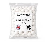 Somwell - Mint Imperials 500g - Cheap Bulk Sweets - Classic Hard Mint Sweets with Peppermint Oil, Breath Freshener Mints - Made in the UK - Vegan Friendly