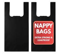 Somwell - Pack of 100 Adult Nappy Bags - 20% Thicker Bags, Easy Tie Handles, Discreet Black Plastic Sacks, Odour Free, Leakproof, Strong Sanitary Disposal (18 x 13 x 8")