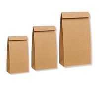 Somwell - Pack of 50 - Small Brown Paper Bags, 12 x 6 x 2.6 Inches, Grab & Go Takeaway Bags, Extra Strong Kraft Paper, Ideal for Food, Lunch, Sandwiches, Groceries, Catering & Parties (50, S)