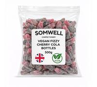 Somwell - Vegan Fizzy Cherry Cola 500g - Classic Traditional British Sweets - Chewy Cherry Flavour - Jelly Gummy Retro Candy, Halal Sweets for Assorted Pick & Mix and Parties - Vegan Friendly