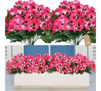 SOMYTING 10 Pcs Artificial Pansies for Outdoor Artificial Flowers (Magenta) | Silk Flowers UV Resistant Faux Flowers Plastic Plants for Front Porch Garden Window Box Hanging Planter Decoration