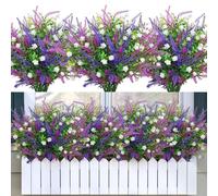 SOMYTING 12 Pcs Mixed Color Artificial Flowers Outdoor Lavender Balcony Weatherproof Artificial Plastic Flowers Durable and UV-Resistant Artificial Plants for Garden Window Front Porch Walkway