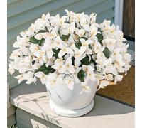 SOMYTING 4 Bundles Artificial Flowers, Fake Flowers UV Resistant Realistic Silk Flowers Faux Bougainvillea Bouquet for Indoor Outdoor Home Garden, Porch, Vases and Hanging Baskets (White)