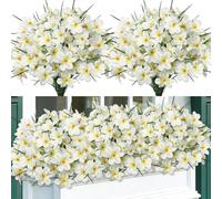 SOMYTING 6 Bunches Artificial Flowers Outdoor, UV Resistant (White)