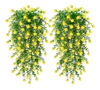 SOMYTING 6PCS Artificial Hanging Flowers,UV-Resistant Fake Hanging Plants Flower Bouquet Artificial Flowers for Garden Wall Fence Wedding Balcony Outdoor Inside Home Door Decoration (Yellow)
