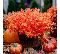 SOMYTING 8 Bundles Artificial Flowers Autumn Decoration Artificial Flowers Autumn Balcony Artificial Flowers UV-Resistant Shrubs Plants Eucalyptus Decoration for Indoor Outdoor Halloween Thanksgiving