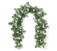SOMYTING Artificial Daisy Garland Decorative Fake Flower Vine Hanging 5.6Ft Silk Flower Greenery for Home Garden Outdoor Ceremony Wedding Arch Floral Decor (white-2pcs)
