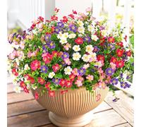 SOMYTING Artificial Flowers Outdoors, 12 Bundles Fake Flowers Artificial Plants Outdoor UV Resistant,Faux Plastic Greenery for Garden Porch Window Box Home Wedding Farmhouse Decor (12, Multicolor)