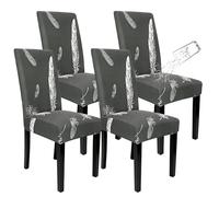 SOMYTING Chair Covers for Dining Chairs 4, Waterproof dining chair covers Stretch Chair Covers with Elastic Band Stretch, Removable, Dining Room Chair Protective Seat for Hotel, Kitchen (Gray)