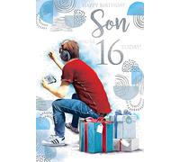 Son 16th 16 Today Gaming & Presents Design Happy Birthday Card Lovely Verse