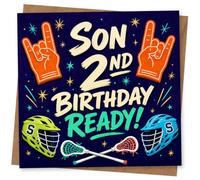 Son 2nd Birthday Card, Fun Lacrosse-Themed Greeting Card for Boy, Birthday Ready Design