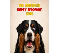Son 55th Birthday Card (Funny Surprised Bernese Mountain Dog)