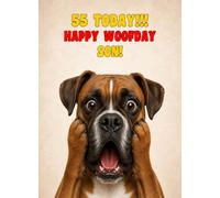Son 55th Birthday Card (Funny Surprised Boxer Dog)