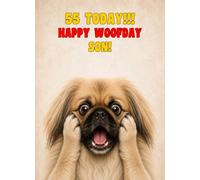Son 55th Birthday Card (Funny Surprised Pekingese Dog)