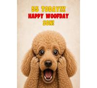 Son 55th Birthday Card (Funny Surprised Poodle Dog)