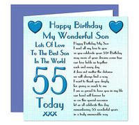 Son 55th Happy Birthday Card - Lots Of Love To The Best Son In The World - 55 Today