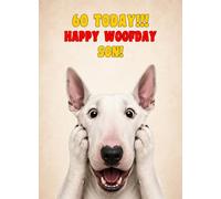Son 60th Birthday Card (Funny Surprised English Bull Terrier Dog)