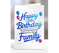 Son 68th Birthday Gifts, Proof that awesome runs in family, Card for him, male, man, men, Sentiment Greeting Cards - gc-A5-017_068
