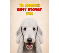 Son 75th Birthday Card (Funny Surprised Bedlington Terrier Dog)