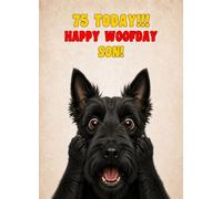 Son 75th Birthday Card (Funny Surprised Scottish Terrier Dog)
