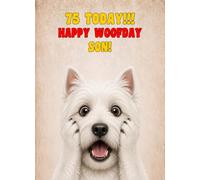 Son 75th Birthday Card (Funny Surprised West Highland Terrier Dog)