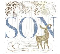 Son at Christmas GFestive Gold Foiled Deer Christmas Card Xmas Greeting Cards 496530