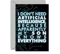 Son Birthday Card - AI Party - Happy Birthday Card for Son from Dad Mum, 5x7 Inch knows Bday Greeting Cards