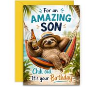 Son Birthday Card - Amazing Son Chill Out Design design - A5 Size with Yellow Envelope. UK Made